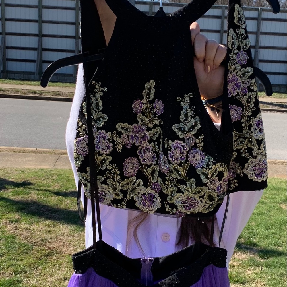 Purple Two Piece Prom Dress